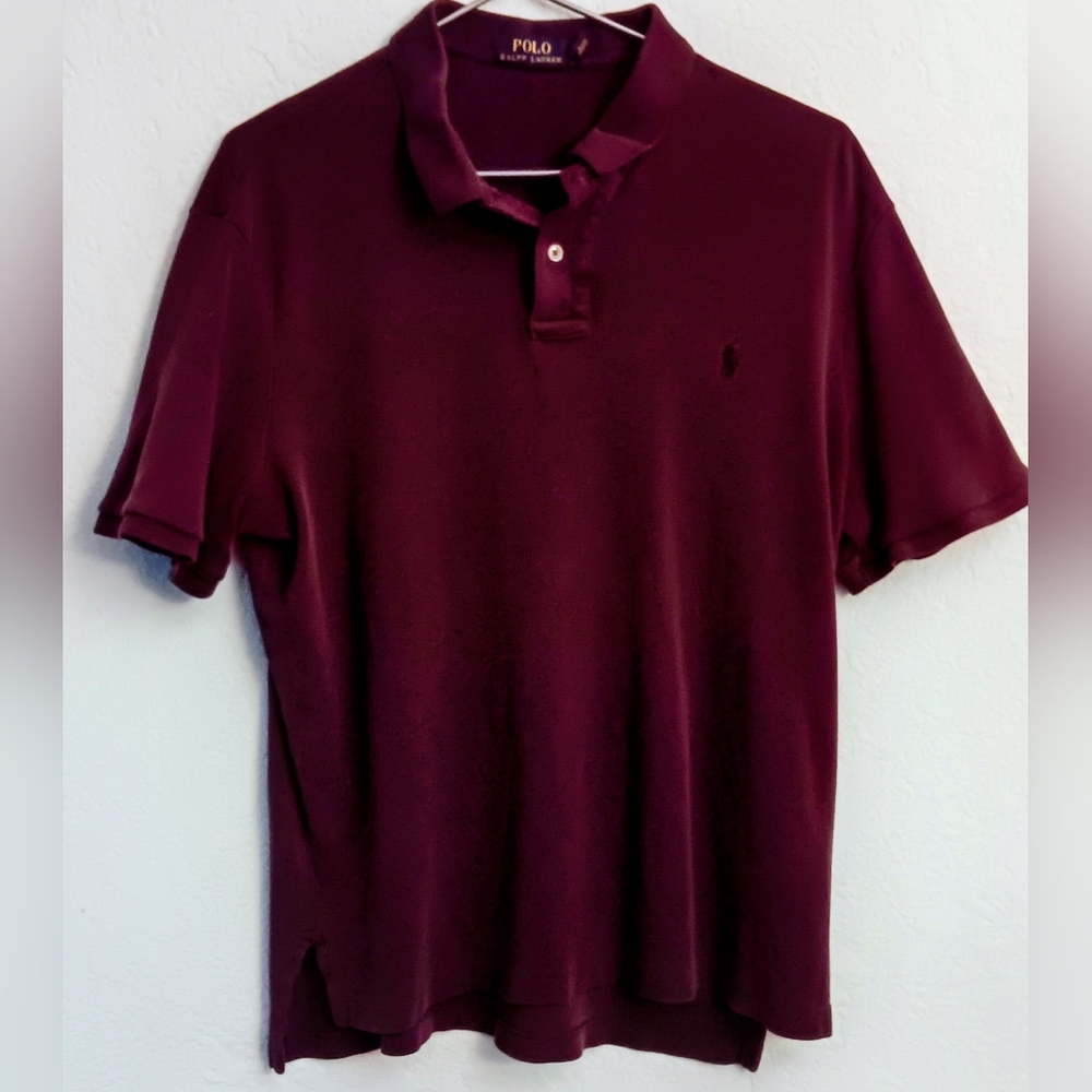 Polo Ralph Lauren Short Sleeve Polo Shirt Mens Collared Dark Burgundy  XL